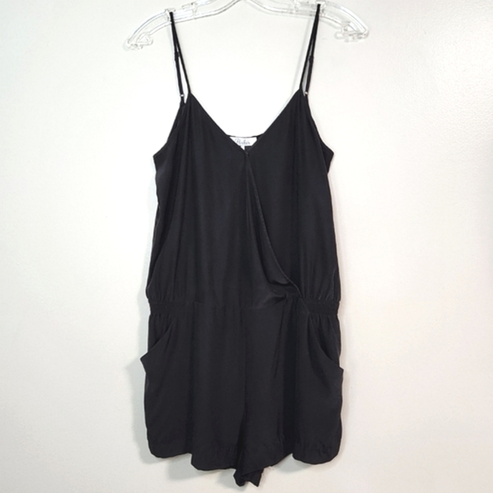 🔥FINAL🔥Parker Black 100% Silk V-Neck Romper, Size L ~ EUC